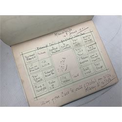 Early 20th century personal autograph album, well stocked with verses, dried flowers, sketches, watercolours, window puzzle and cartoons, predominantly 1900-1911; and another smaller post-WW1 autograph album (2)