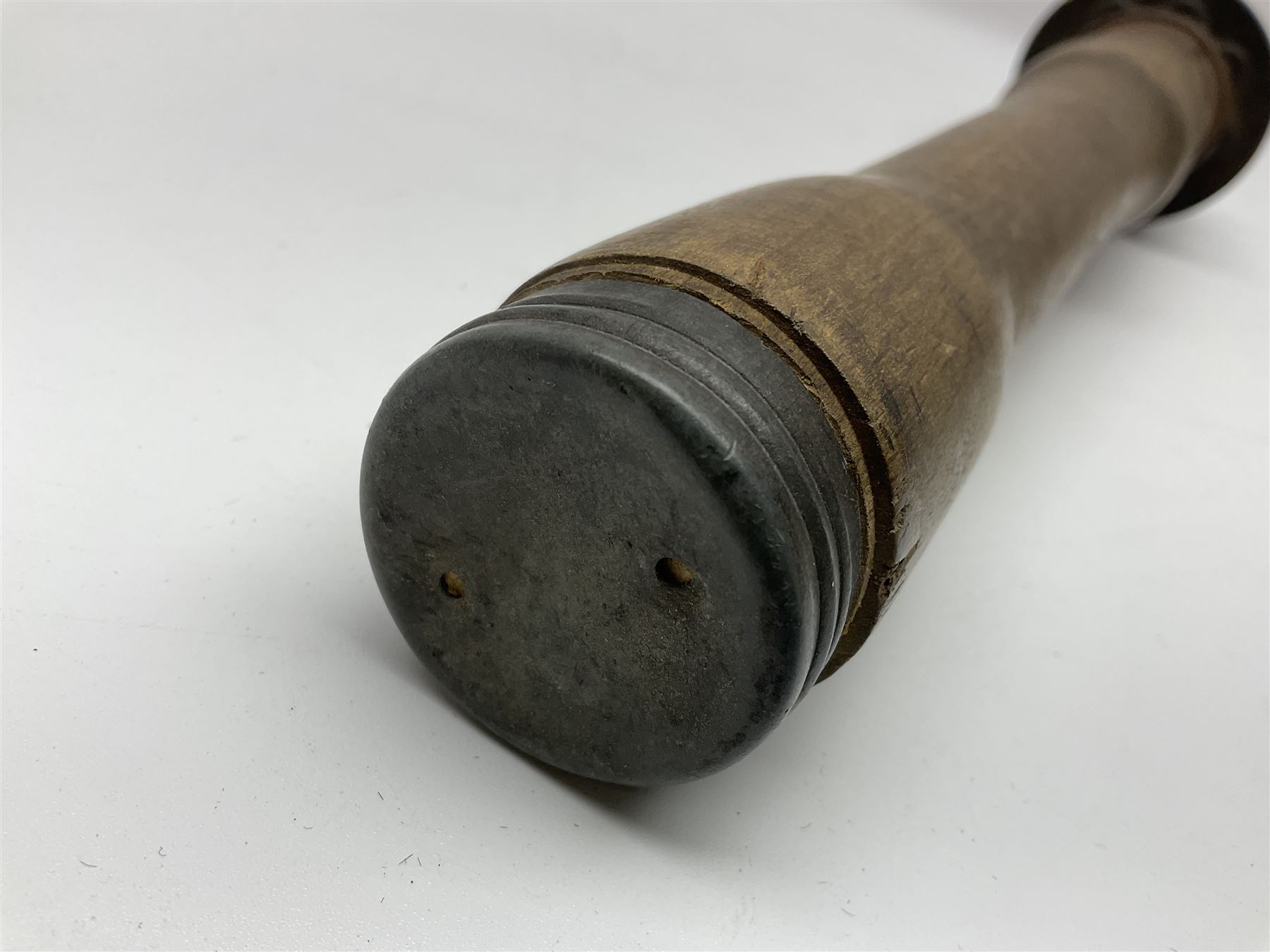 WW1 practice Mills bomb stamped 'A.L. & Co 1917 No.23 Mk.II' H10cm; and reproduction WW2 German stick grenade (2)