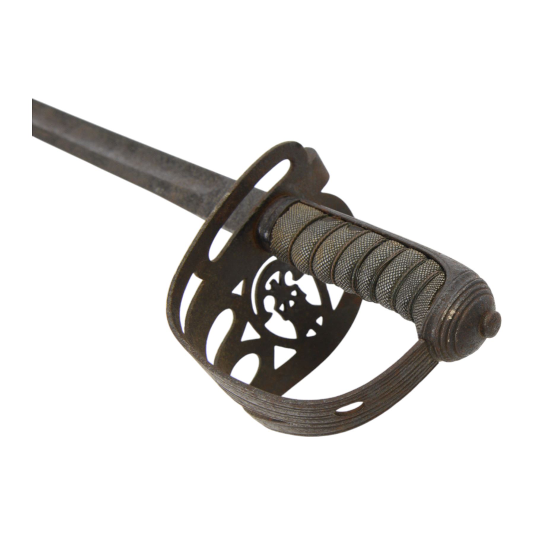 Victorian Rifle Regiment officer's sword,  1827 pattern, with 78cm steel blade, wirebound fishskin grip, overall L92cm