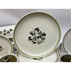 Denby Shamrock pattern part tea and dinner wares, to include six dinner plates, seven salad plates, seven side plates, one mug, three jugs of various sizes, one sugar bowl, sauce pot, nine bowls of various sizes, tea pot, coffee pot, etc (64)