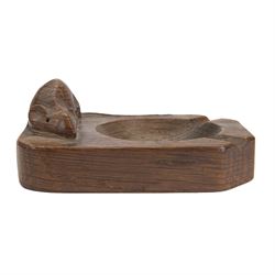Mouseman - tooled oak ashtray, rectangular form with canted and rounded corners, carved with mouse signature, by the workshop of Robert Thompson, Kilburn, W10cm