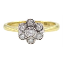 18ct gold round brilliant cut diamond flower cluster ring, hallmarked, total diamond weight 0.33 carat