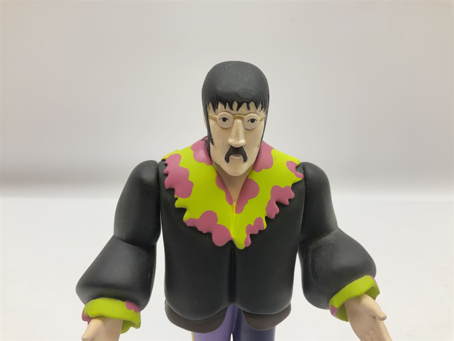 Special edition The Beatles Yellow Submarine playing cards, unopened with gilt edging in a metal tin, together with 1999 McFarlane Toys figures of Yellow Submarine John Lennon and Jeremy Hillary Boob, PH. D, tallest figure 19.5cm 