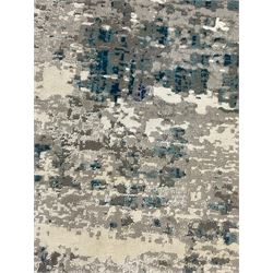 Contemporary abstract rug in blue and grey shades 