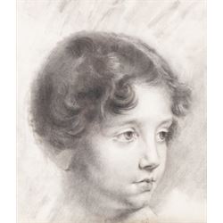 Circle of Dame Laura Knight (Staithes Group 1877-1970): Head of a Young Girl, monochrome w...