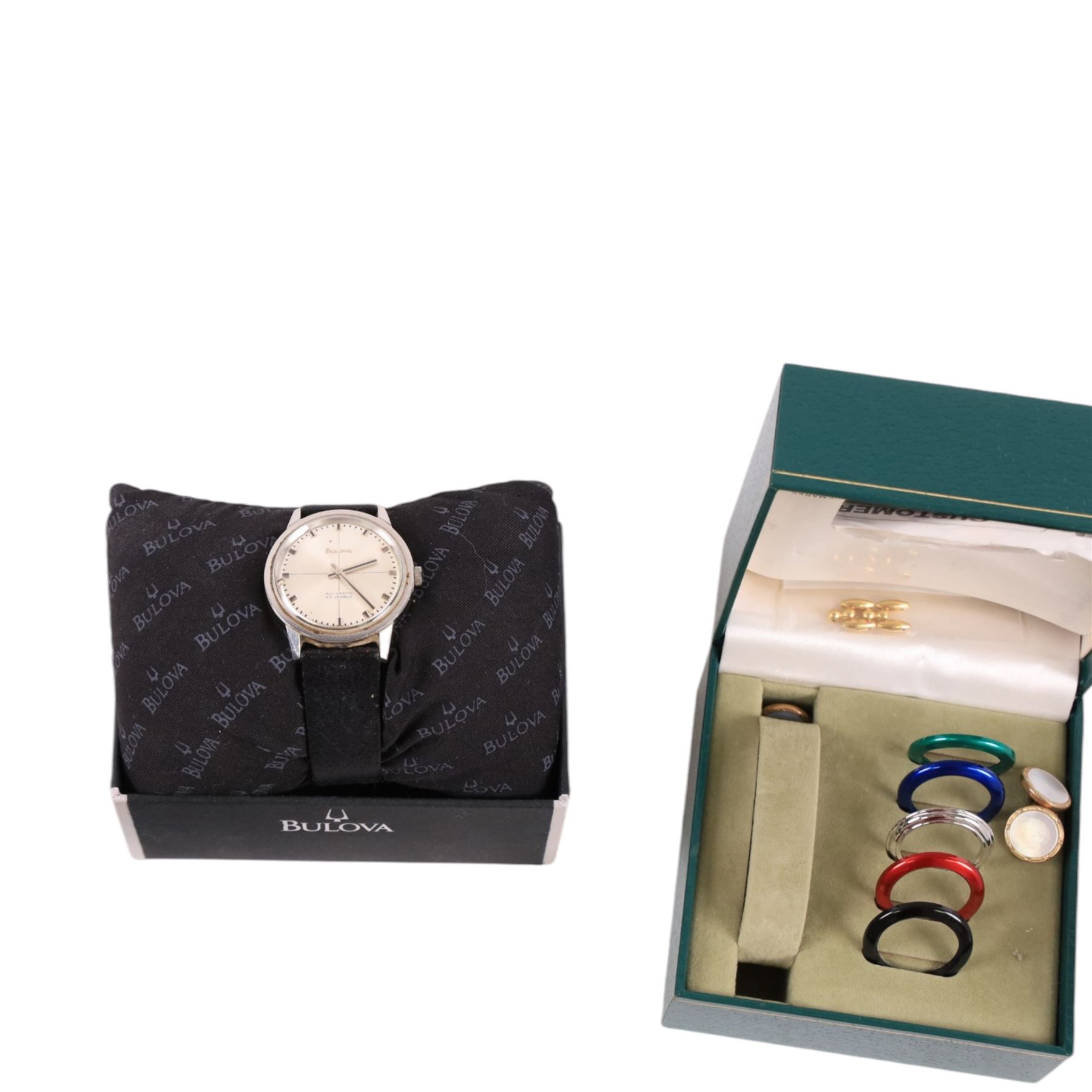 Silver jewellery, including faux pearl necklace and earrings, costume jewellery, Bulova automatic wristwatch, etc