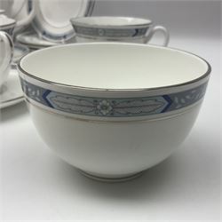 Royal Worcester Beaufort tea service, comprising teapot, milk jug, open saucier, eleven teacups, twelve saucers, eight dessert plates and one cake plate