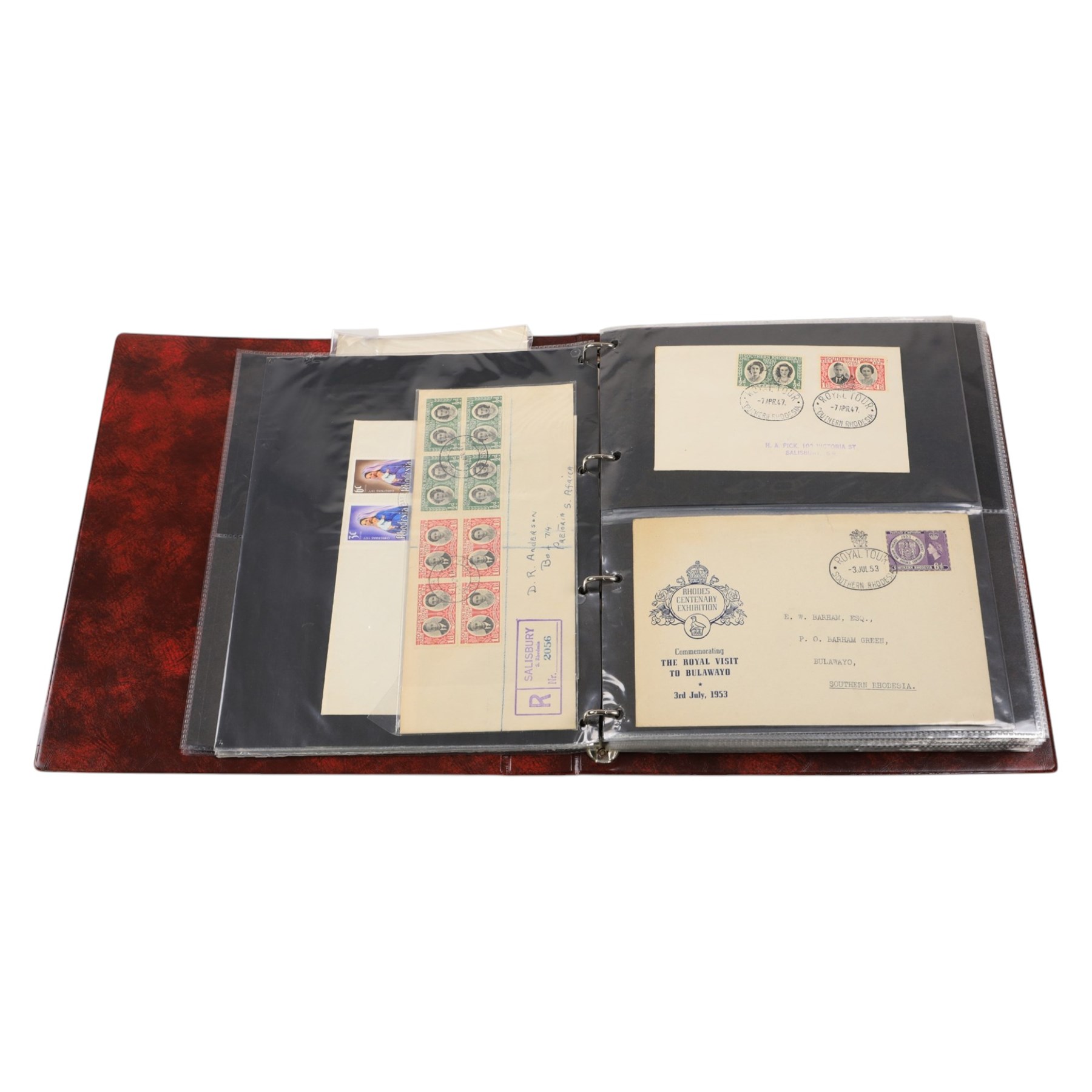 Great British and World stamps, first day covers, air mail covers, etc, in four folders and loose, in two boxes