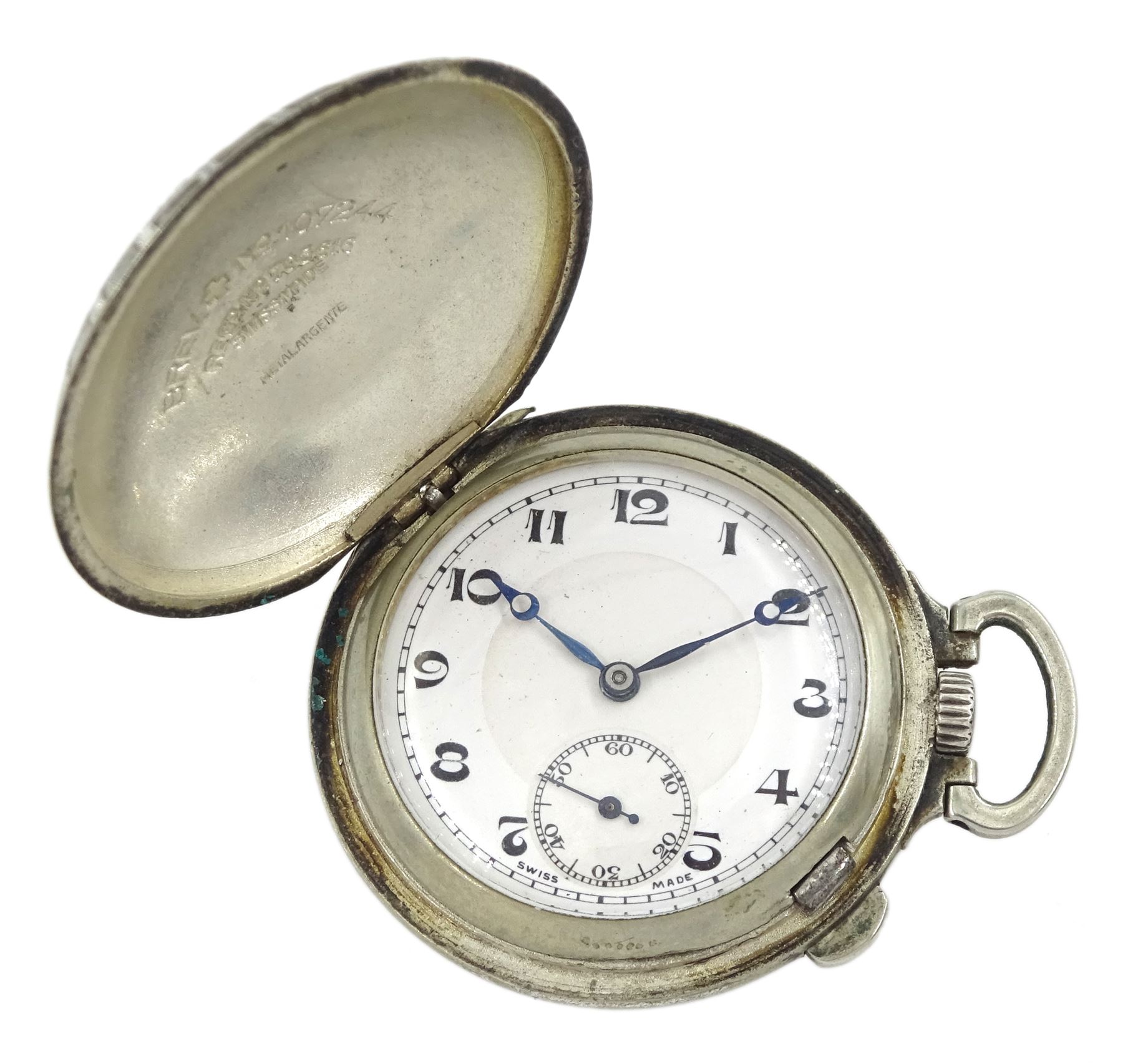 Dunlop novelty golf ball full hunter keyless lever fob watch, white enamel dial with subsidiary seconds dial