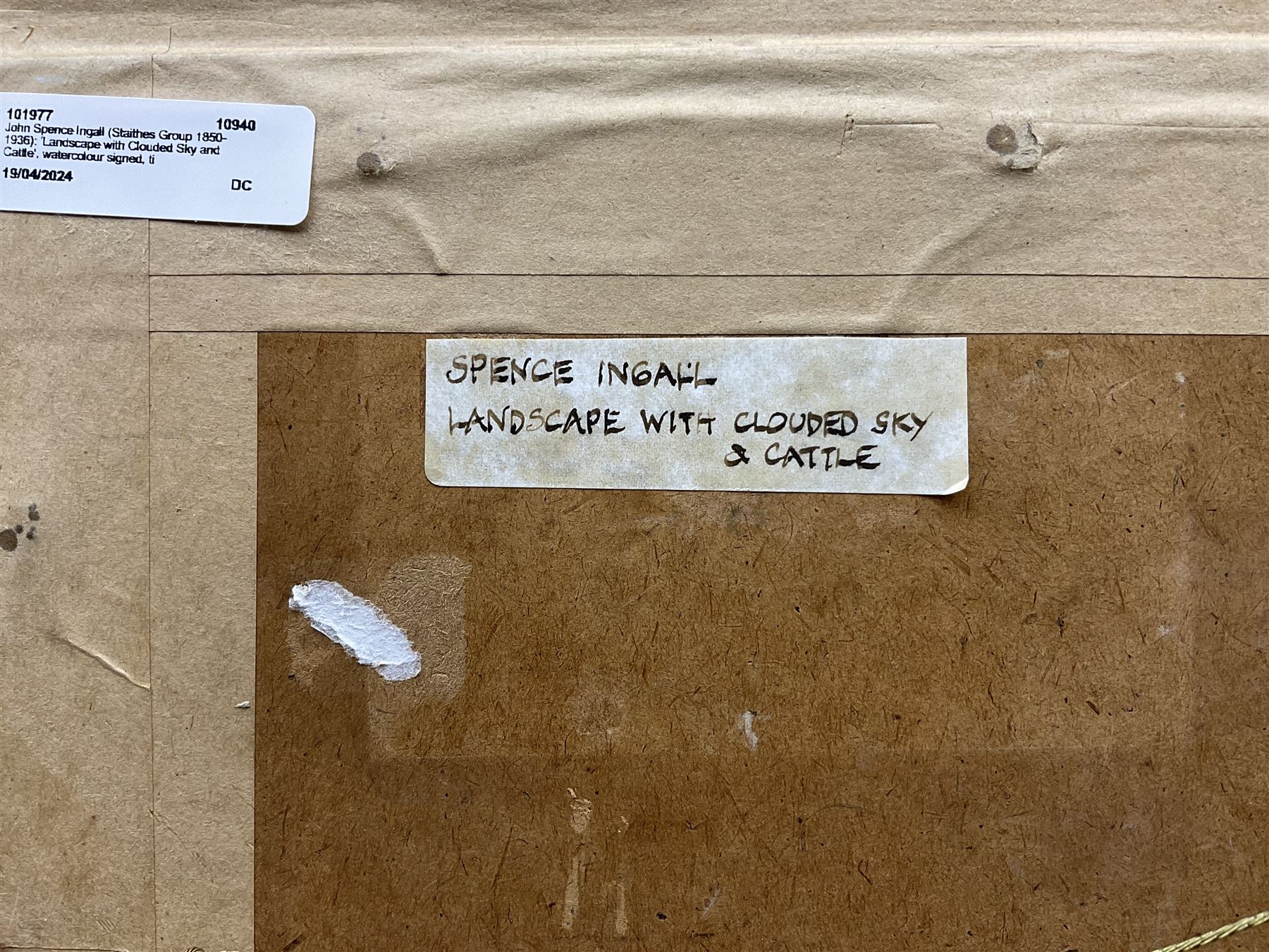 John Spence Ingall (Staithes Group 1850-1936): 'Landscape with Clouded Sky and Cattle', watercolour signed, titled verso 27cm x 39cm