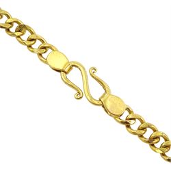 Gold single stone square cut emerald pendant, on gold curb link chain necklace set with two oval cut emeralds, both 9ct, emerald approx 12.00 carat