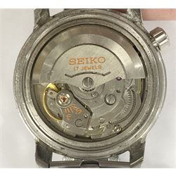 Seiko World Time Diashock 17 Jewels automatic wristwatch, No. 6217-7000, Cal. 6217A, back case No. 4707713, on expanding strap