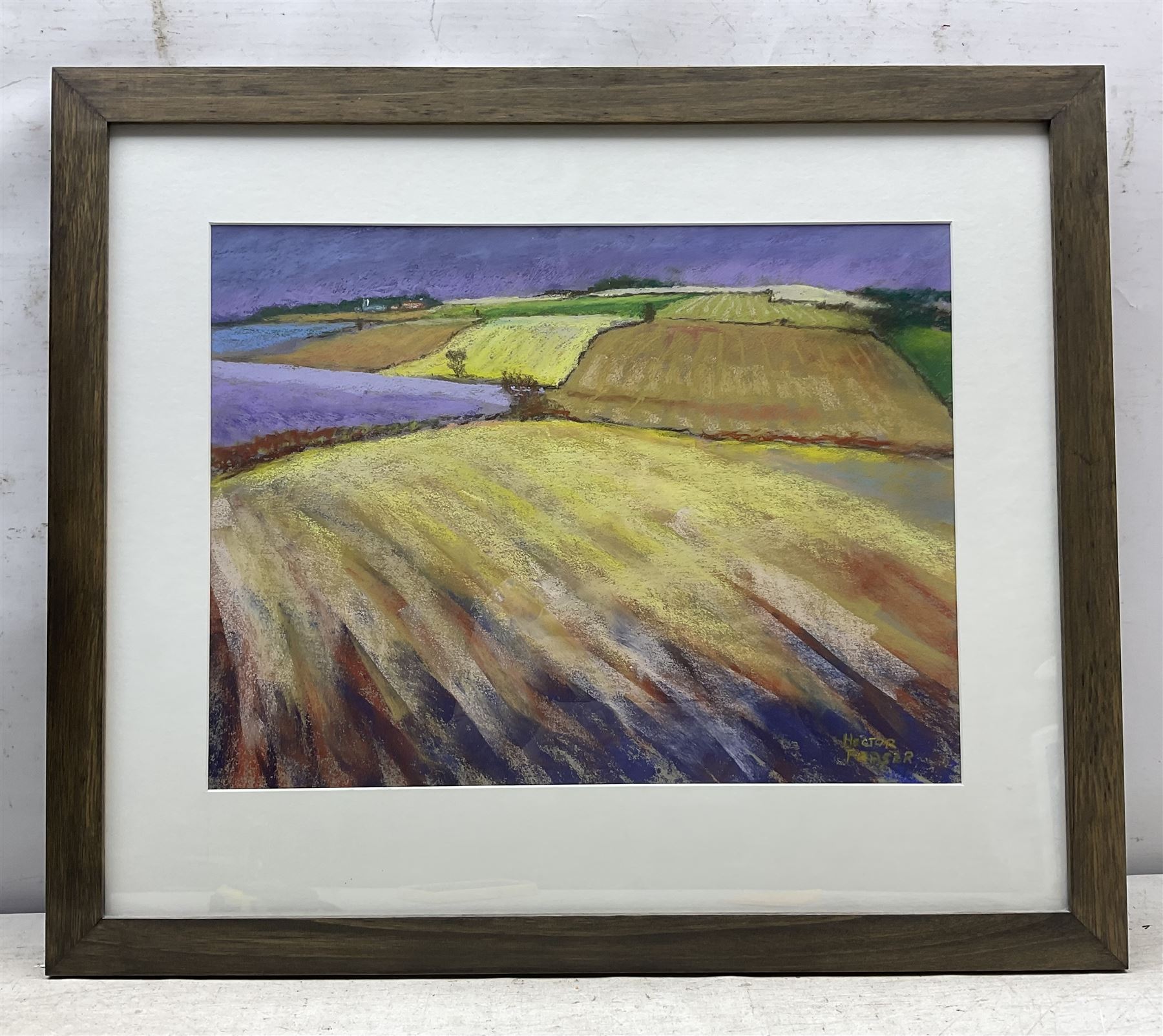 Hector Fraser (Driffield 1919-2013): Wolds Landscape, pastel signed 35cm x 46cm 