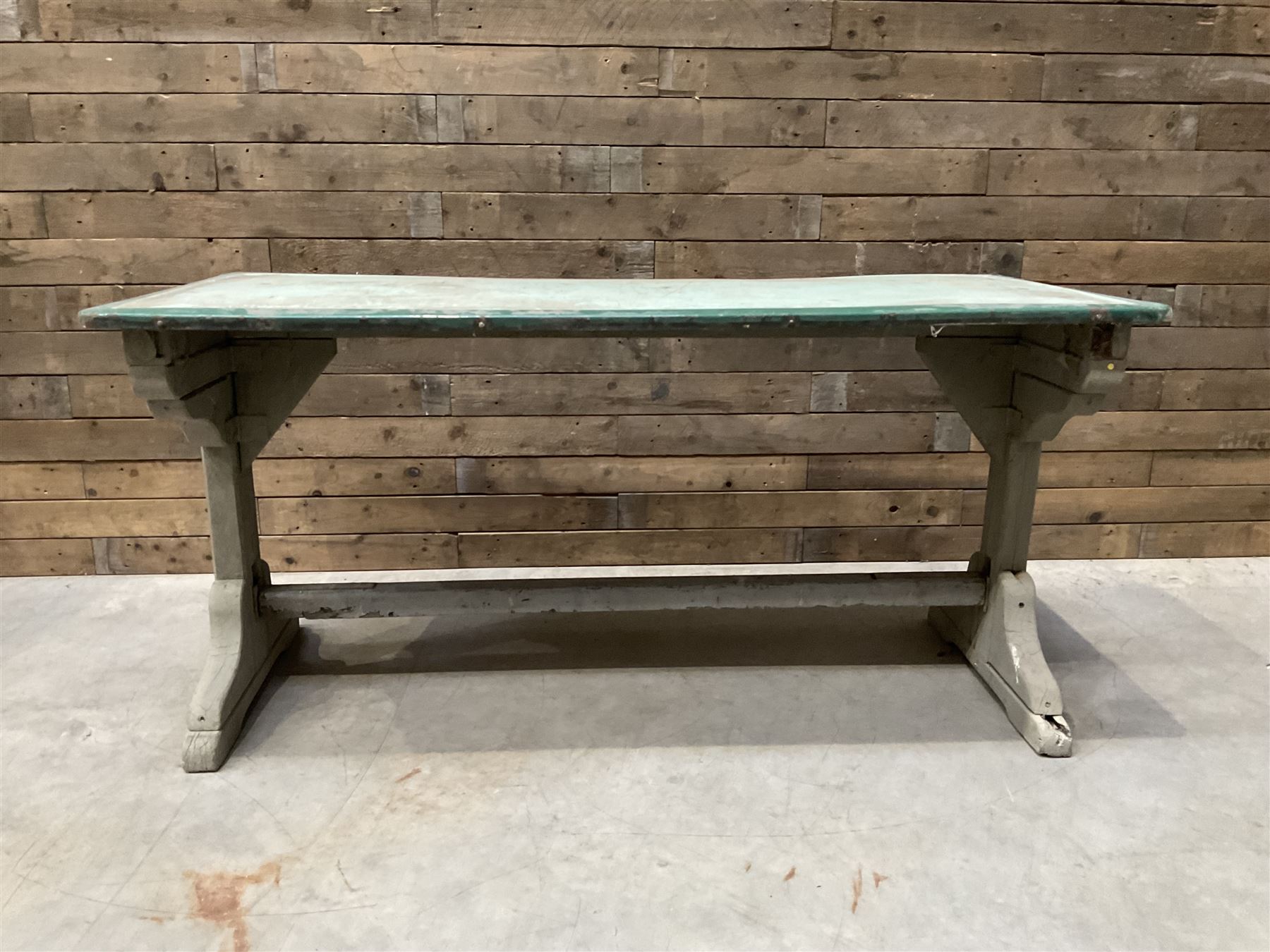 Early 20th century painted wood and enamel Military folding campaign table