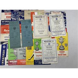 Football programmes - thirteen various England and England Youth matches 1953-77; European Cup Winners Cup Final May 19th 1965 TSV Munchen 1860 v West Ham; European Champions Club Cup Final May 29th 1968 Benfica (1) v Manchester United (4), the famous Bobby Charlton final; seven Wealdstone F.C. 1950-66 including London Senior Charity Cup Final May 10th 1952; Harrow Town Football Challenge Cup April 14th 1948; and eight F.A. Amateur Cup Finals and Semi-Finals plus three song sheets 1956-68 (34)