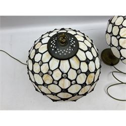 Pair of Tiffany style table lamps with leaded shades, H38cm