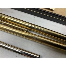 Sheaffer gold plated mechanical pencil, model TRZ 70, together with a matching gold plated Sheaffer fountain pen, with case