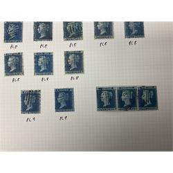 Queen Victoria used two penny blue stamps including 1841 imperf strip of three and various perf examples