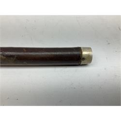 Early 20th century officer's swagger type leather covered sword stick, the 33cm etched single fullered blade marked Wilkinson Pall Mall, with carrying strap L60.5cm