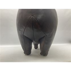 Leather Liberty style hippopotamus footstool, L68cm
