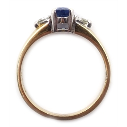  Gold oval sapphire and diamond ring, hallmarked 9ct  