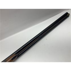 SHOTGUN CERTIFICATE REQUIRED: Fabbrica Armi F.lli Pietta Gussago BS Italy 12-bore side-by-side muzzle loading black powder double barrel percussion hammer gun, retailed by Navy Arms Co. Ridgefield N.J., the 71cm (28