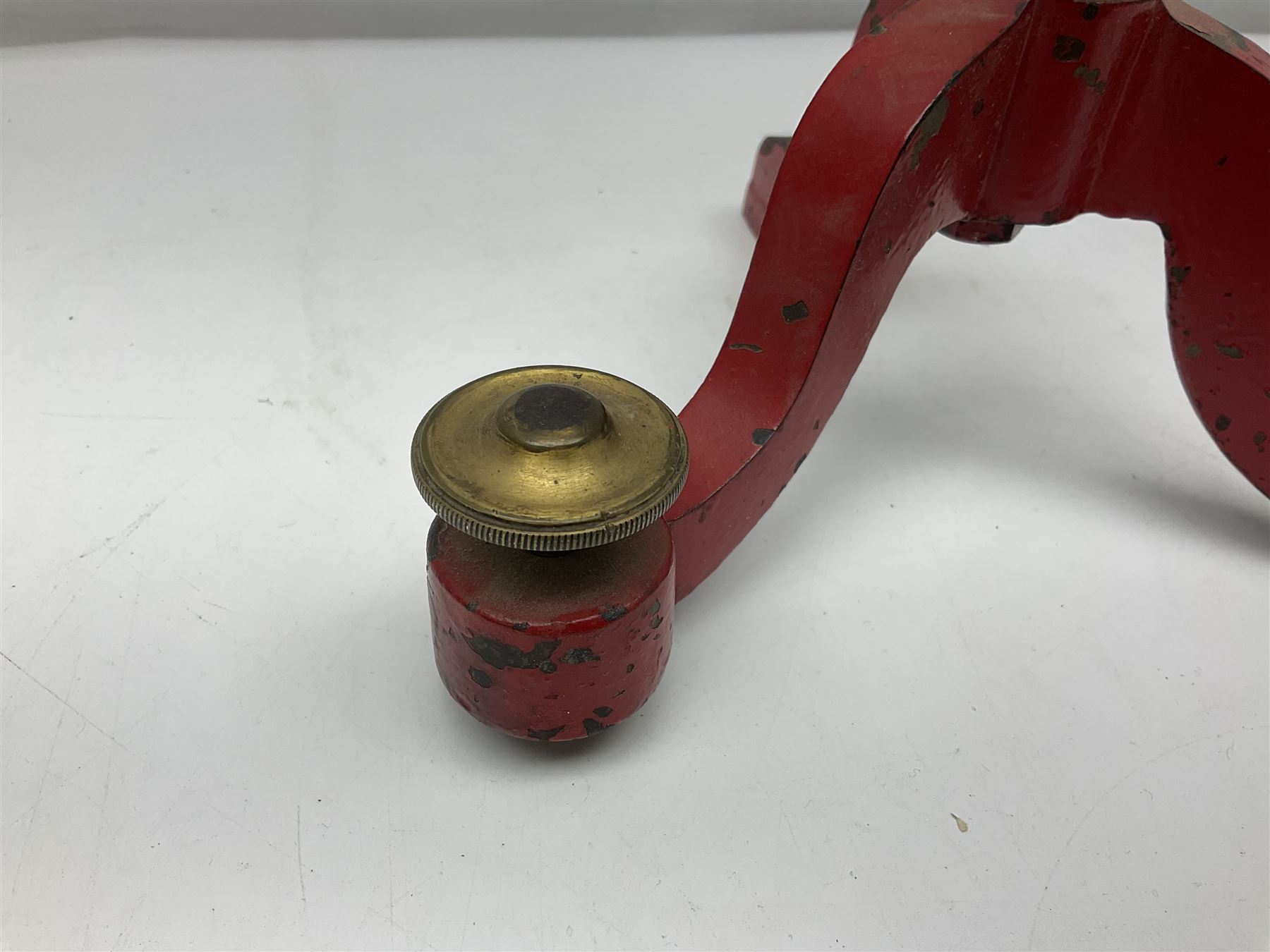 Victorian brass yarn scale by Goodbrand & Co, Manchester on cast iron tri-form base, H56cm