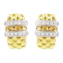 FOPE Solo pair of 18ct white and yellow gold diamond stud earrings, stamped 750, boxed