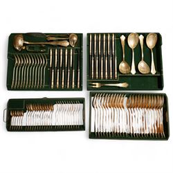 Suite of Austrian 800 standard silver cutlery with scroll pattern finials comprising twelv...