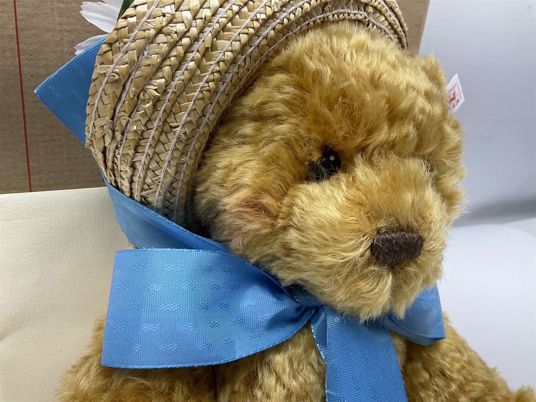 Two modern Steiff limited edition teddy bears - Prince William's 21st Birthday Bear with growler mechanism No.58/1500 H35cm; and Cherished Teddies Collection Daisy No.4269/5000 H33cm; both boxed with certificates (2)