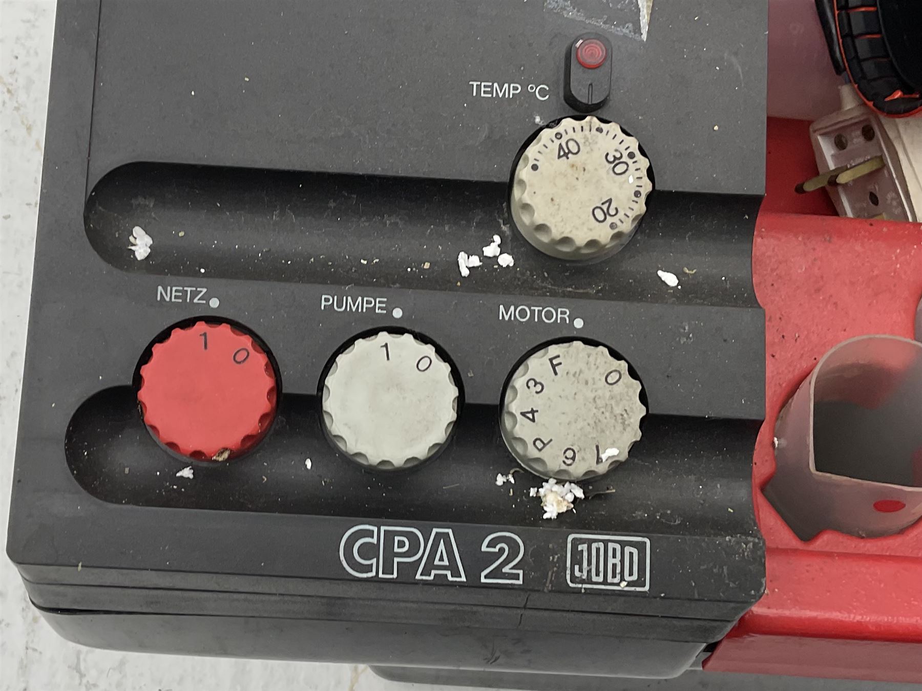 Jobo Colorprocessor CPA 2  fitted with a JoboDrum 2830 drum, DrumModul 2870, three plastic cylinders and six chemistry storage bottles, Jobo Colorprocessor CPA 2, fitted with JoboDrum 4531, four plastic cylinders and 4 chemical storage bottles, and nineteen development trays of various sizes, all untested