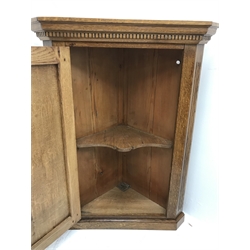 Georgian style light oak wall hanging corner cabinet, W63cm, H85cm