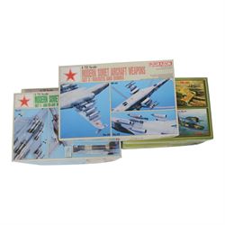 Sixteen military model kits of varying scales, comprising Hasegawa Karl with Munitionspanzer IV, two RPM Tankietki kits, Academy US Howitzer Motor Carriage M7 Priest, Roden Grumman OV-1A Mohawk, Hasegawa P-26A Peashooter, Dragon Modern Soviet Aircraft Weapons sets 1-3, Trumpeter Chinese Type 33G Submarine, Trumpeter USSR Navy Sovremenny Class Project 956 Destroyer, Revell WWII Ground Support Equipment, Tamiya German Machine Gun Troops, Tamiya Panzer Grenadiers, Fujimi US Navy Flight Deck Crew and Revell S-100 Class Deutsches Schnellboot German Fast Attack Craft, all boxed
