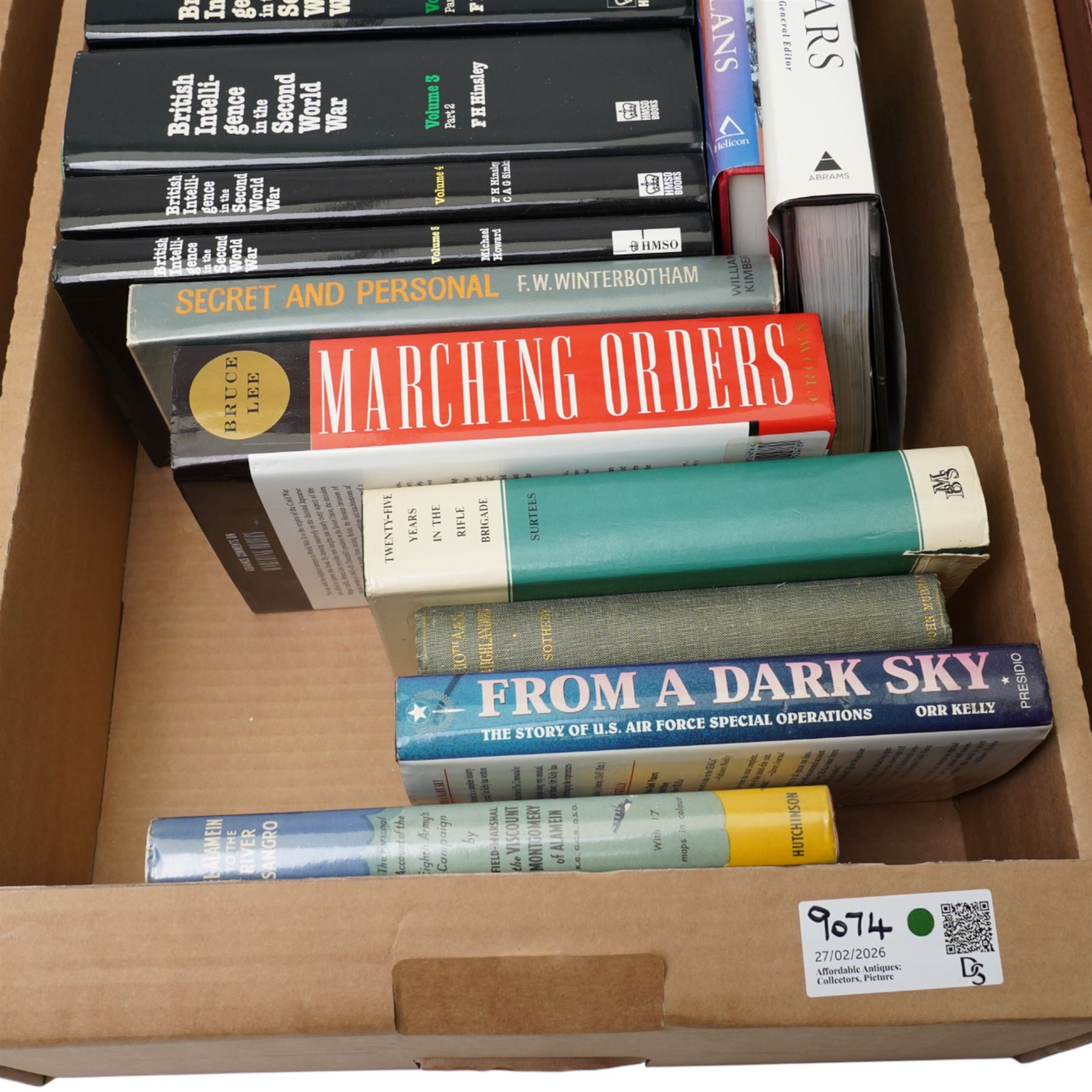 Hinsley, F H and others - 'British Intelligence in the Second World War' six volumes, various works by Harold Macmillan and other books 