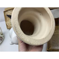 White Ostrich feather fan, together with ceramic head, leather bound photo book, Wedgwood chamber pot and other collectables 