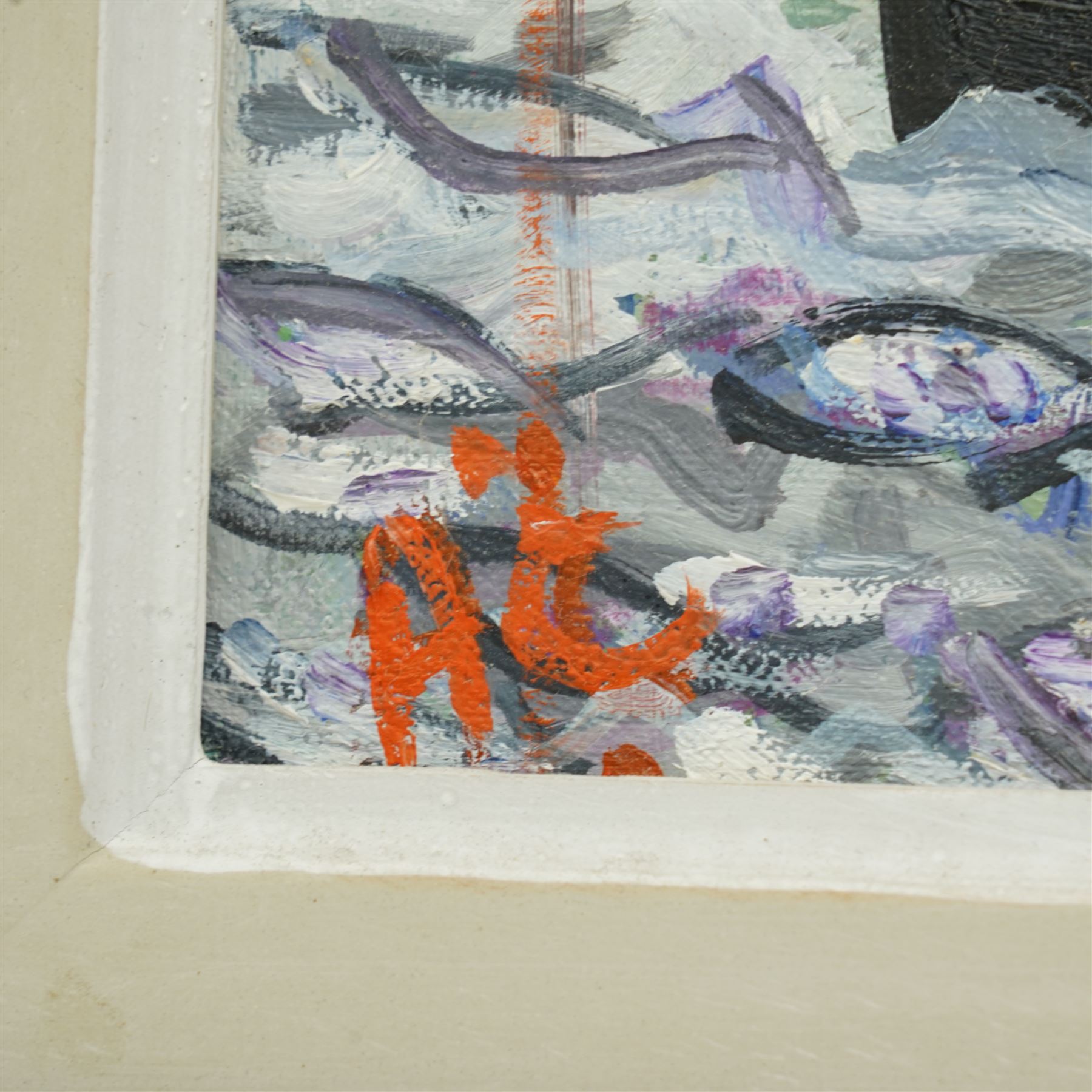 Anthea Craigmyle (British 1933-2016): Mackerel Fishing from a Rowing Boat, oil on canvas signed with initials 20cm x 25cm