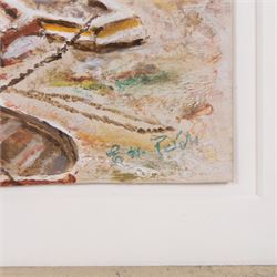 English School (Contemporary): 'Staithes', oil on paper indistinctly signed, titled verso 18cm x 22cm 