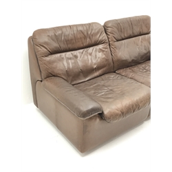  De Sede Ds 66 two seat sofa upholstered in chocolate brown leather, designed by Carl Larsson, W162cm  