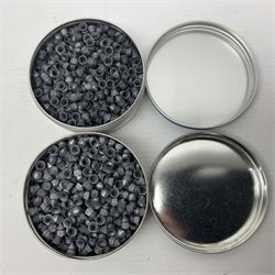 Webley Senior .22 cal. air pistol with top lever action, serial no.273; in original box with label under lid; together with two tins of pellets NB: AGE RESTRICTIONS APPLY TO THE PURCHASE OF AIR WEAPONS.