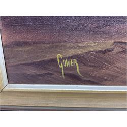 Tom Gower (British 1938-): 'Sunset at Low Tide - St Ives', oil on canvas 44cm x 86cm