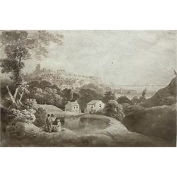 Alfred Nicholson (British 1788-1833): 'Scarborough from the Southwest', pencil ink and sepia wash unsigned, on 1820 watermarked paper 
Provenance: private local collection, purchased Woolley & Wallis 28th September 2011 Lot 128; by descent through the artist's family. 
Literature: illus. G H Bell, ed. (2012) 'Francis Nicholson (1753-1844) Painter, Printmaker and Drawing Master', Blackthorn Press, p.32 
Notes: the present picture is after a lithograph by the artist's father, Francis Nicholson, printed by Charles Joseph Hullmandel (1789-1850) pub. Rodwell and Martin, London 1822; illus. G H Bell (2012) 'Francis Nicholson, Lithographs and Engravings of Georgian Britain', Blackthorn Press, plate 24