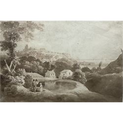 Alfred Nicholson (British 1788-1833): 'Scarborough from the Southwest', pencil ink and sepia wash unsigned, on 1820 watermarked paper 
Provenance: private local collection, purchased Woolley & Wallis 28th September 2011 Lot 128; by descent through the artist's family. 
Literature: illus. G H Bell, ed. (2012) 'Francis Nicholson (1753-1844) Painter, Printmaker and Drawing Master', Blackthorn Press, p.32 
Notes: the present picture is after a lithograph by the artist's father, Francis Nicholson, printed by Charles Joseph Hullmandel (1789-1850) pub. Rodwell and Martin, London 1822; illus. G H Bell (2012) 'Francis Nicholson, Lithographs and Engravings of Georgian Britain', Blackthorn Press, plate 24