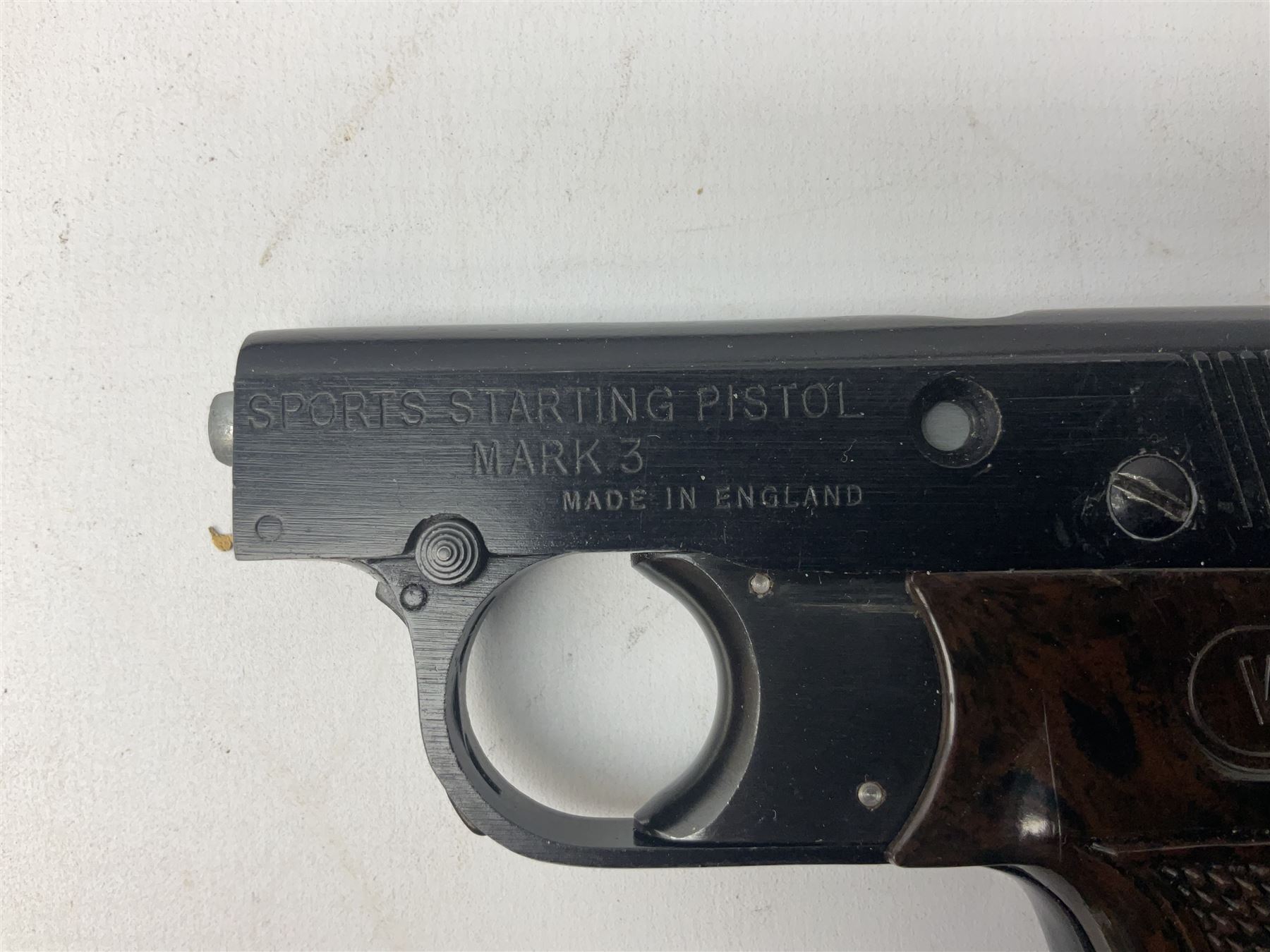 Webley Mark III .22 Sports Starting Pistol, top venting, with bakelite grips, boxed with instructions; and a reproduction Georgian Tower flintlock blunderbuss (2)
