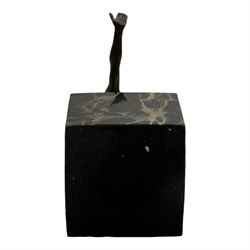 Bronze figure after Milo, Power Of Silence, modelled as a male athlete crouched with arms outstretched, signed Milo with foundry mark, upon a marble plinth, H15cm