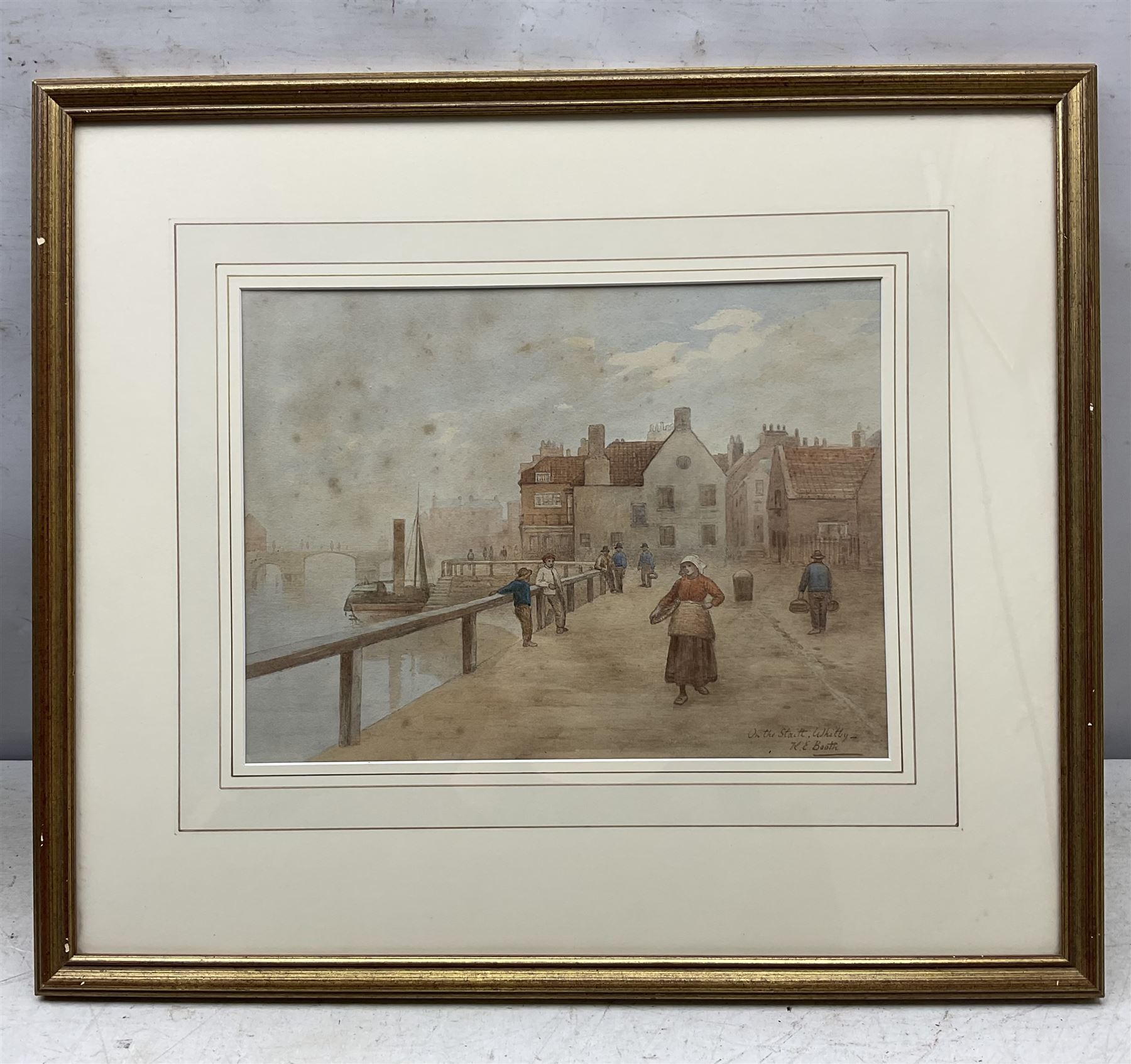 John C Syer (British 1844-1912): Haymaking above Sandsend, watercolour signed 30cm x 48cm; Kate E Booth (British fl.1850-1898): 'On the Staith - Whitby', watercolour signed and titled 25cm x 33cm (2)