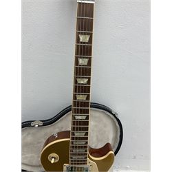 2011 Gibson Les Paul Traditional gold top electric guitar; serial number 103110461; with  mahogany back, twenty-two frets, 57 Classic humbuckers and bridge/stop bar tailpiece L100cm; in Gibson hardcase with owners manual and associated paperwork