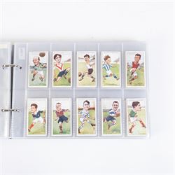 Collection of Edwardian and later Football related trading and cigarette cards, including forty-nine of fifty 1906 Ogden's Football Club Colours, 1922 PALS Footall series, ninety of one hundred 1925 Gallaher Famous Footballers, complete set of forty-four 1926 Ogden's Captains of Association Football Clubs and Colours, complete set of fifty 1927 Players Football Caricatures by MAC,  complete set of fifty 1927 Players Football Caricatures by RIP,  complete set of fifty 1930 Players Association Cup Winners, complete set of 50 1933 Ogdens AFC Nicknames etc, housed in brown cigarette card album