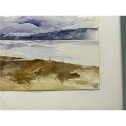 Peter Michael Hicks (Yorkshire 1937-): Landscapes, pair watercolours signed in pencil 13cm x 38cm (2)