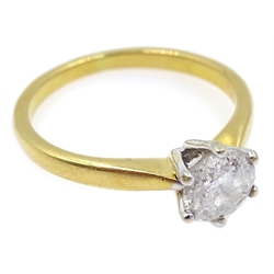  Diamond solitaire ring, diamond approx 0.75 carat hallmarked 18ct  