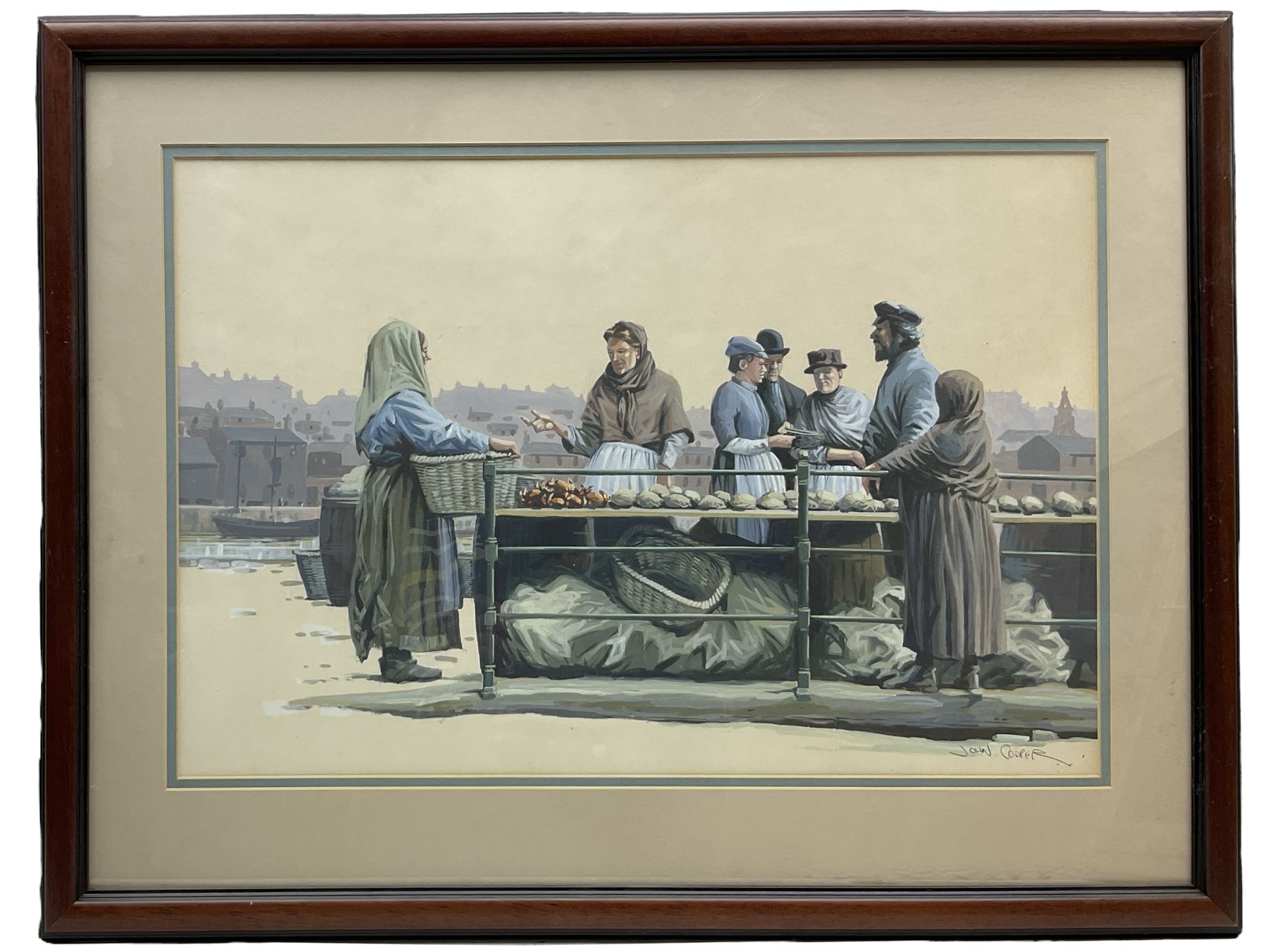 John Cooper (British 1942-) after Frank Meadow Sutcliffe (British 1853-1941): New Quay Fish Stall - Whitby (B-30A), gouache signed 37cm x 54cm